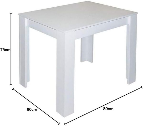 Esstisch Bull 0567 80x60 weiss matt B H T 80 120 x 75 x 60 cm Bild 2