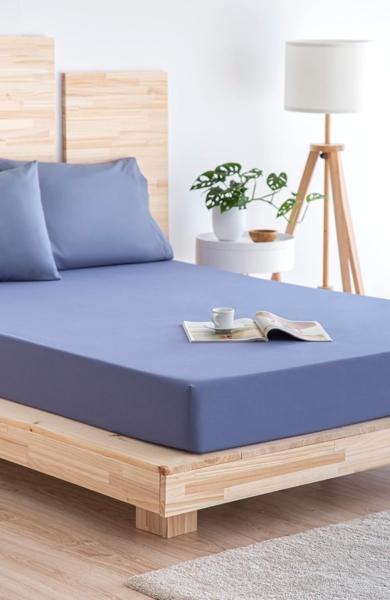 Todocama Spannbettlaken aus gebürsteter Mikrofaser, extra weich, für Betten 140x190/200 cm, Graublau, Blau Grau Áceo Bild 5