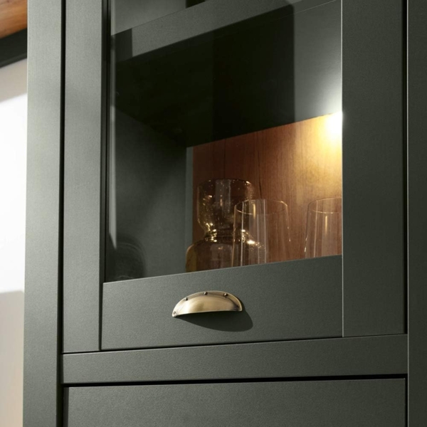 Lomadox Vitrine CINCINNATI-61 im Landhausstil grün mit Wotaneiche, B/H/T: 68/207/45cm Bild 7