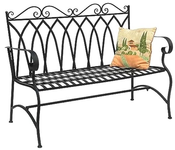 DanDiBo Gartenbank Metall 2 Sitzer Wetterfest Sitzbank Garten Bank Antik 18940 Dunkelbraun Metallbank 120 cm Eisenbank