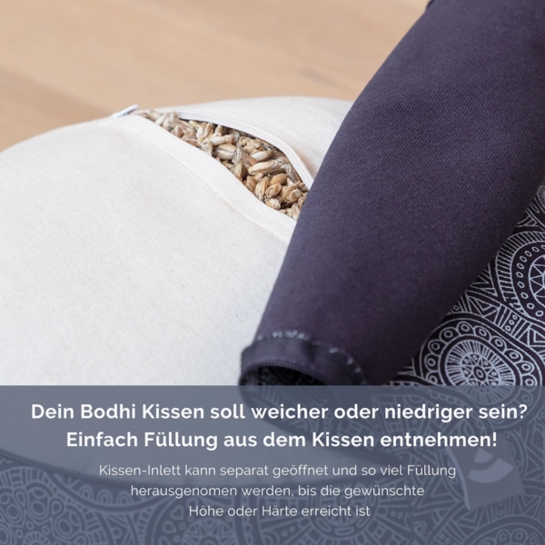 bodhi Meditationskissen Meditationskissen RONDO, 32 x 20 cm Bodhi Leaves, deep green, Dinkel Bild 6