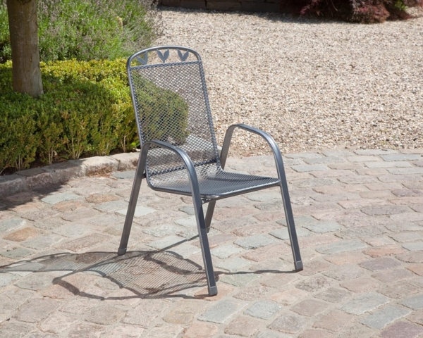 Greemotion 'Toulouse' Gartenstuhl, stapelbar, Stahl eisengrau, 55x97x73 cm Bild 2