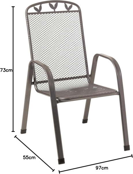 Greemotion 'Toulouse' Gartenstuhl, stapelbar, Stahl eisengrau, 55x97x73 cm Bild 11