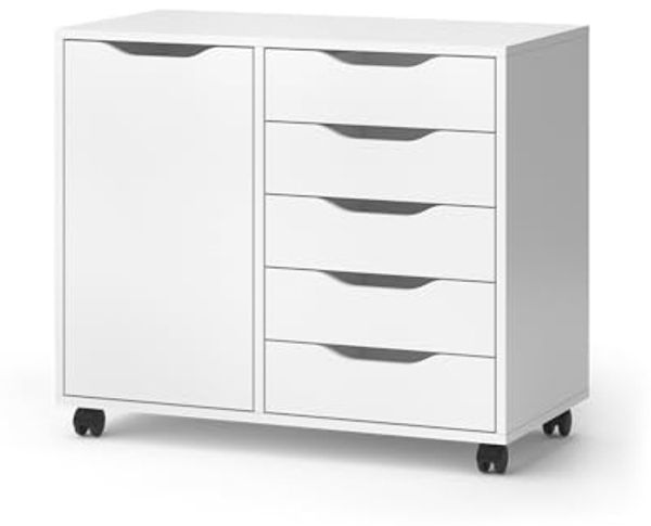 Kommode Otwin Weiß 40.6 x 61.5 cm mit 5 Schubladen und 1 Tür Vicco