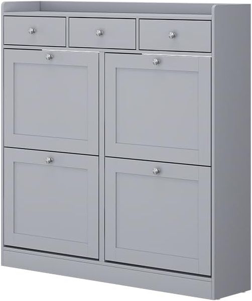 Schuhkipper Vitto Grau 100 x 99.5 cm mit 3 Schubladen & 4 Klappfächern Vicco