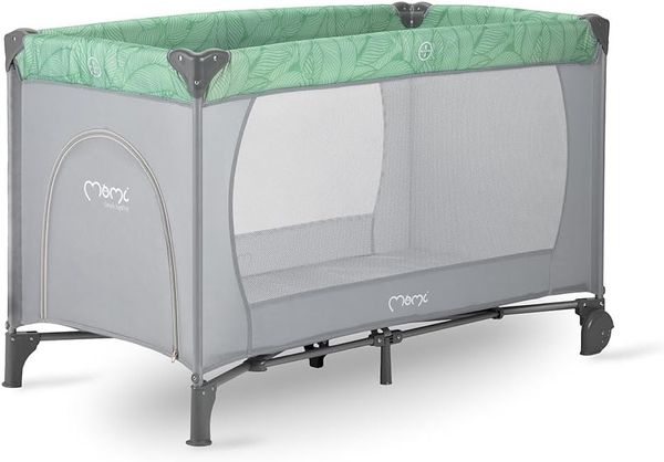 MoMi BELOVE, Reisebett für Kinder bis 15 kg Körpergewicht, B65 x L125 x H78 cm (faltbar 21 x 23 x 80 cm), Kinderreisebett mit Matratze, 2 Rädern, Transporttasche
