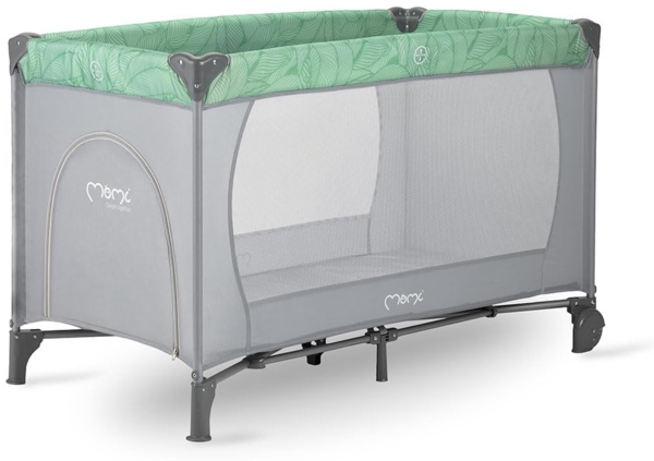 MoMi BELOVE, Reisebett für Kinder bis 15 kg Körpergewicht, B65 x L125 x H78 cm (faltbar 21 x 23 x 80 cm), Kinderreisebett mit Matratze, 2 Rädern, Transporttasche