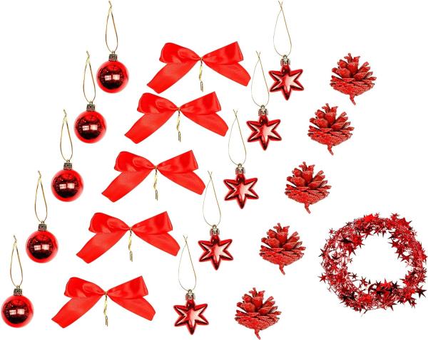 Bambelaa! Weihnachtsbaum Künstlich Mit Beleuchtung Geschmückt Tannenbaum Dekoriert Christbaum Beleuchtet LED 75cm Rot Bild 5