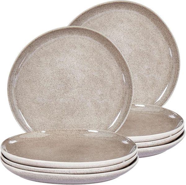Speiseteller 8er Set COSTMARY Steinzeug Grau