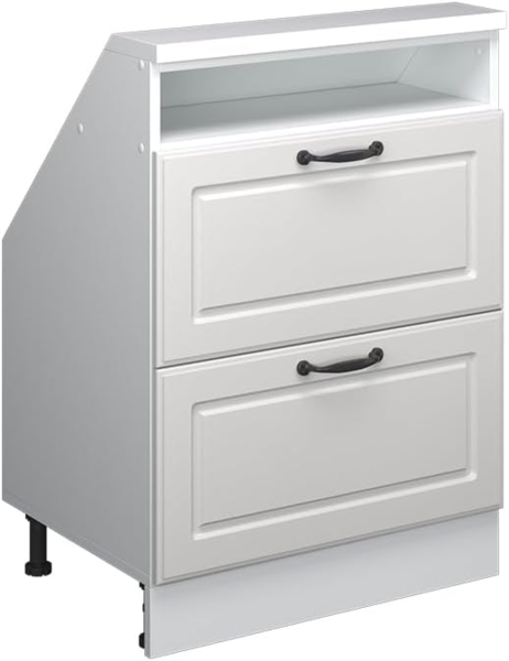 Dachschrägenschrank Rion Weiß Landhaus/Weiß mit 2 Schubladen Vicco