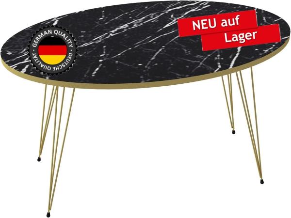 Couchtisch Marmor Optik Oval Schwarz 20307853