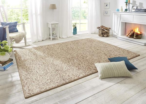 Woll-Optik Teppich Wolly Beige Braun - 140x200x0,1cm