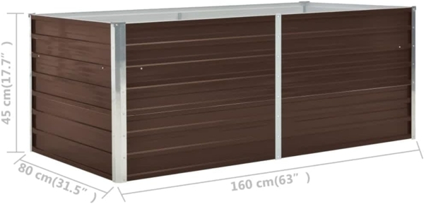 vidaXL Hochbeet 160 x 80 x 45 cm Verzinkter Stahl Braun 47012 Bild 5