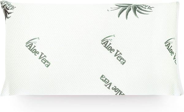 Aloe Vera Kissen - Visco Kissen mit Aloe Vera Bezug - Weiches Nackenkissen 40x80 für ergonomischen Liegekomfort - Waschbarer Kopfkissen Bezug - Allergikergeeignet - Kissen 40x80