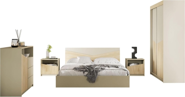 Schlafzimmer-Set Alnino I (Farbe: Ewige Eiche + Schwarz)