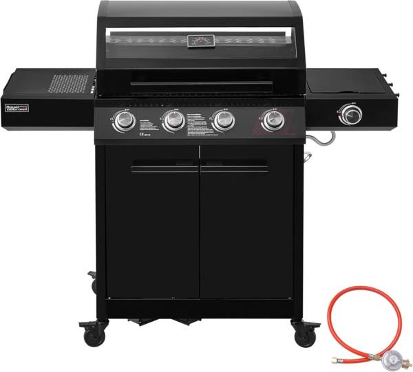 Royal Gourmet 4+1 Brenner Gasgrill Outdoor Gas Grillwagen mit Sichtfenster, Unterschrank, 15,5 kW Campinggrill mit Power-Zonen