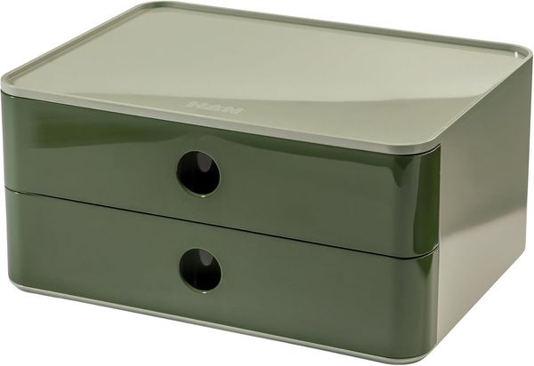 HAN Schubladenbox SMART-BOX ALLISON, Schubladenbox stapelbar mit 2 Schubladen, grün
