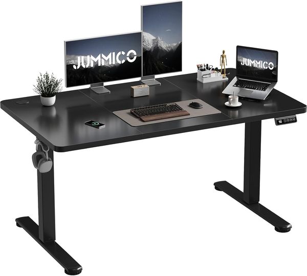 JUMMICO HöHenverstellbarer Schreibtisch Standing Desk Elektrischer Schreibtisch Höhenverstellbar mit Memory-Funktion 120x60 cm,Schwarz