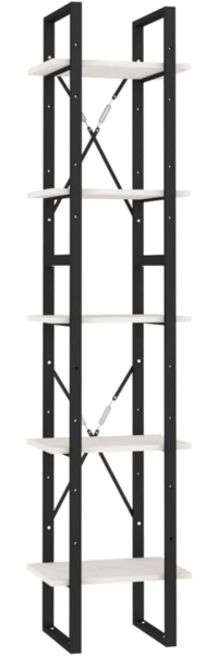 vidaXL Bücherregal 5 Fächer Weiß 40x30x175 cm Massivholz Kiefer 3081974