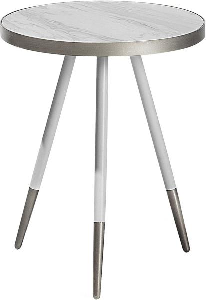 Beistelltisch weiß / silber Marmor Optik ⌀ 44 cm RAMONA