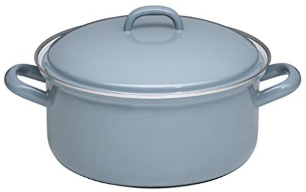 Riess Kasserolle mit Deckel aus Emaille 20 cm Pure Grey