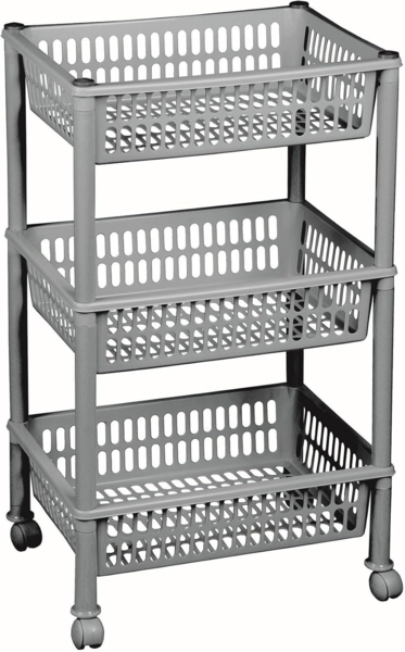 Plast Team Beistellwagen plast team Aufbewahrungs-Trolley, mit 3 Körben, silber