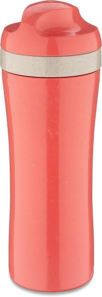 Koziol Trinkflasche Oase, Wasserflasche, Kunststoff-Holz-Mix, Nature Coral, 425 ml, 7708704