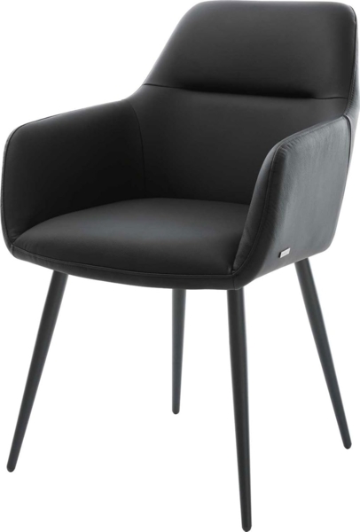 Esszimmerstuhl Pejo-Flex Echt-Leder Schwarz 4-Fuß konisch Schwarz Taschenfederkern