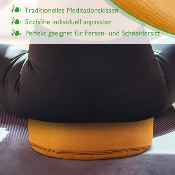 Amagohome Yogakissen Yogakissen Bodenkissen rund H 14xø31 cm mit Buchweizenschalen Meditati Bild 3