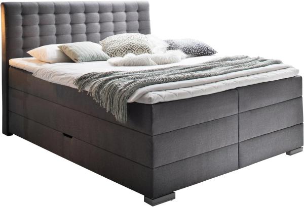 Boxspringbett Lenno mit Bettkasten - Grau H2 & H3 180x200 cm