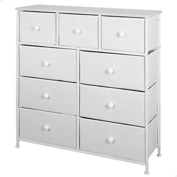 AKTIVE Max Home Mehrzweck-Schlafzimmer, 9 leichte Stoffschubladen, 100 x 30 x 100 cm, Stahlrahmen, Holzplatte, Weiß, mit Nivelliersystem, Organisation, Aufbewahrung (18407)