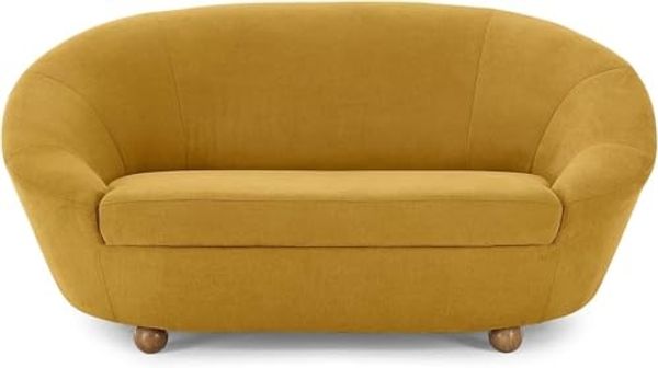 LOOKS by Wolfgang Joop Looks IV Designer Sofa, 2 Sitzer mit Kugelfüßen, 2er Couch, gelb, 178 x 114 x 82 cm
