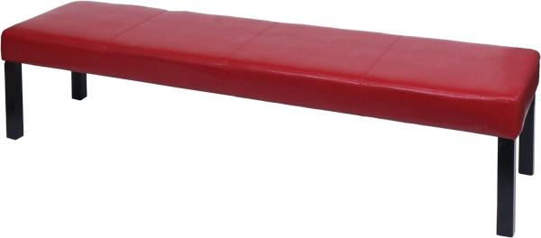 Sitzbank Polsterbank Bank M37 Kunstleder ~ 180x43x49 cm rot glänzend, dunkle Beine