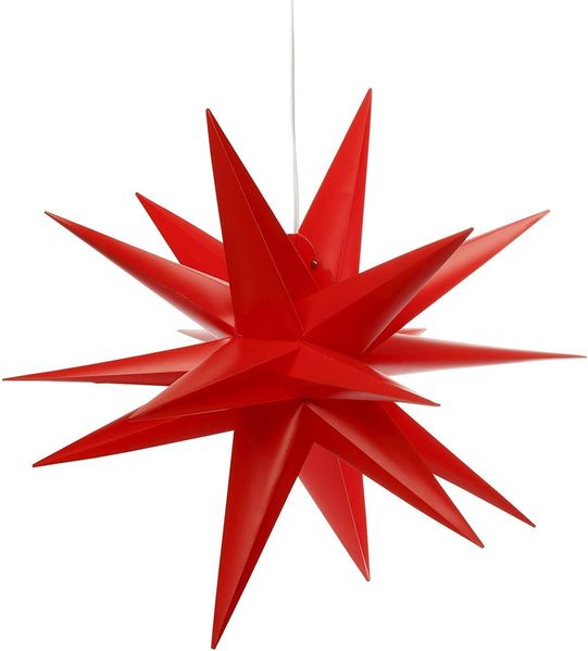 Bonetti 3D Leuchtstern inkl. warm-weißer LED Beleuchtung | für Innen und Außen geeignet | hängend | 7,5 m Zuleitung (rot, ca. 57 x 44 x 48 cm) Bild 8