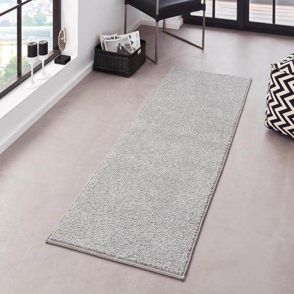 Kurzflor Teppich Pure Uni Grau - 80x400x1,3cm