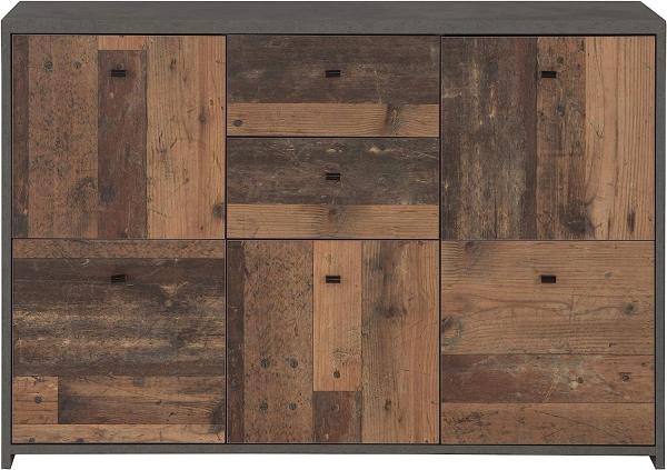 FORTE Best Chest Kommode, Holzwerkstoff, Grau/Braun, 113,9 x 77,3 x 29,6 cm