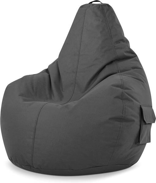 Green Bean® Sitzsack mit Rückenlehne, 230L Füllung waschbar, Polyester-PVC-Stoff anthrazit, 80 x 70 x 90 cm