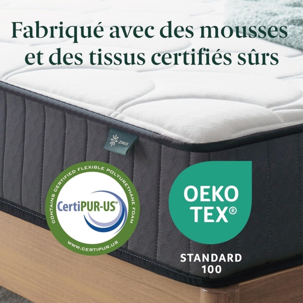 Zinus Hybrid-Matratze, Memory Foam, Weiß, Single Bild 4