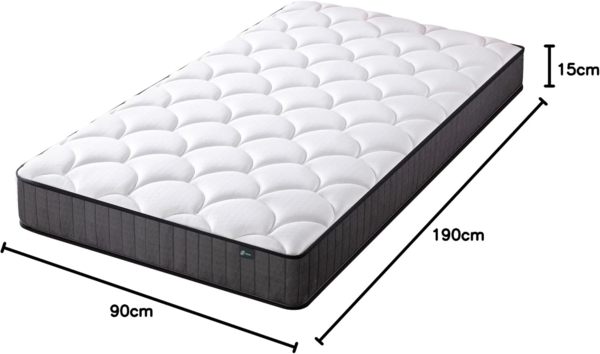Zinus Hybrid-Matratze, Memory Foam, Weiß, Single Bild 2