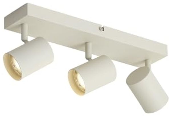 Qazqa LED Aufbaustrahler Jeana, ohne Leuchtmittel, GU10, Beige, Modern, Metall, 3-flammig