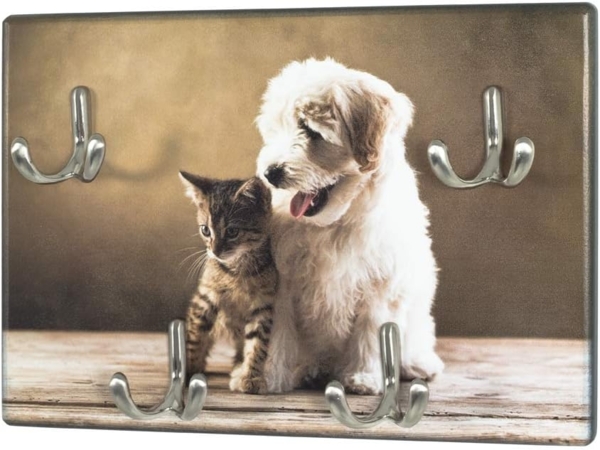 Schlüsselbrett Schlüsselboard Motiv Friends MDF 4 Haken Edelstahloptik