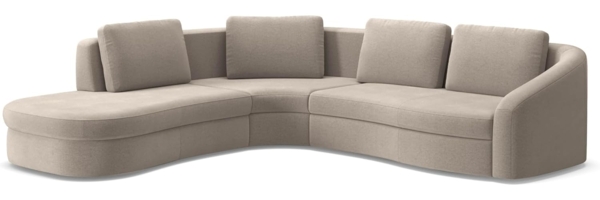 Cavadore Ecksofa Jawa / Bodennahe Eckcouch mit Sofa 2,5-sitzig und Trapezecke rechtwinklig (90 Grad) / 303 x 88 x 274 / Mikrofaser, Perlbeige