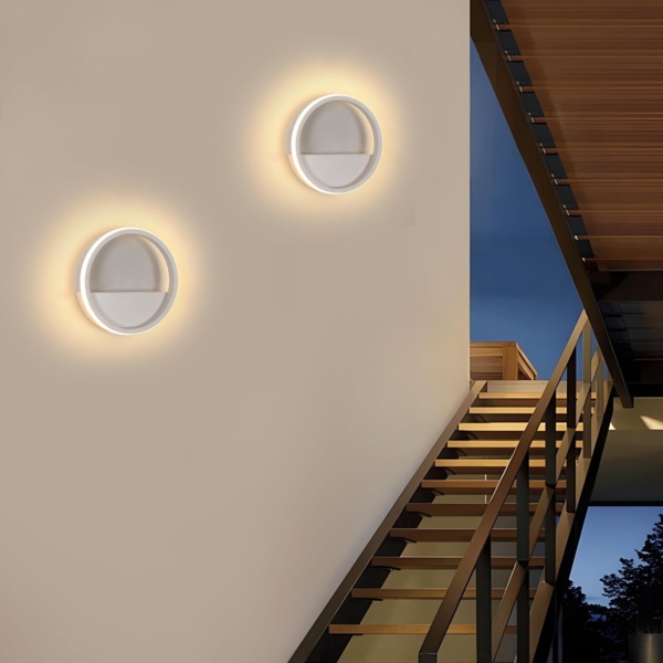 Comely LED Wandleuchte Rund 12W Ø20cm Warmweiß 3000K Modern Aluminium Wandlampe mit Außenring-Licht, Dekorative Wandbeleuchtung für Wohnzimmer Schlafzimmer Flur Treppenhaus Weiß Bild 6
