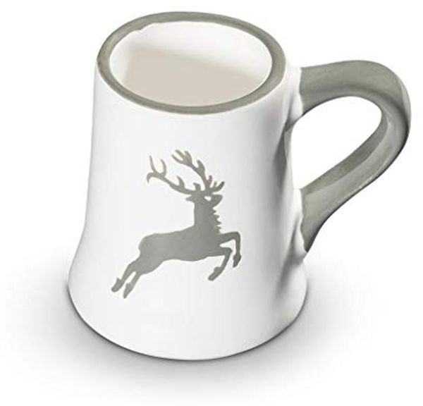 Grauer Hirsch, Stamperl (Höhe 5,5cm) - Gmundner Keramik Becher - Mikrowelle geeignet, Spülmaschinenfest