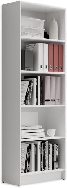 LILLY Regal Weiß - Modernes Bücherregal mit 5 offenen Fächern - Vielseitiges Büro Aktenregal Standregal mit viel Stauraum - 60 x 172 x 28 cm (B/H/T)