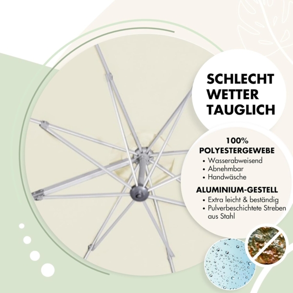 Doppler Sonnenschirm für den Garten SP-AZ 330cm Natur - Pendelschirm knickbar + drehbar + neigbar - Gartenschirm mit UV-Schutz 50+ - Kurbelschirm aus Aluminium - regenabweisendes Polyester-Dach Bild 4