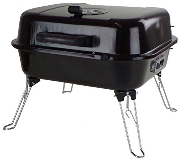 Koffergrill mit klappbaren Füßen für mobiles Grillen