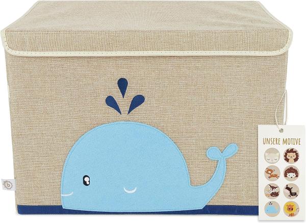 Grosse Spielzeugbox fürs Kinderzimmer, Wal, natur, 36 x 36 x 51 cm, von Bieco