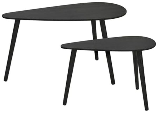 Well Home Beistelltische in Tropfenform, elegant und funktional, Schwarz, 2 Stück