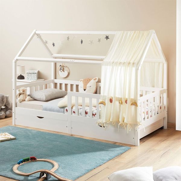 IDIMEX Kinderbett NUNA, Hausbett Montessoribett 90 x 200 Kiefer Tippibett Kinderbett